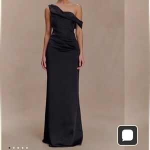 Meshki One-Shoulder Black Evening Gown
